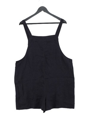 The White Company Women's Playsuit UK 14 Black 100% Linen Playsuit