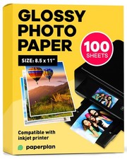 Glossy Photo Paper For Printer 8.5 x 11" - 100 Sheets - Works with Inkjet Prin