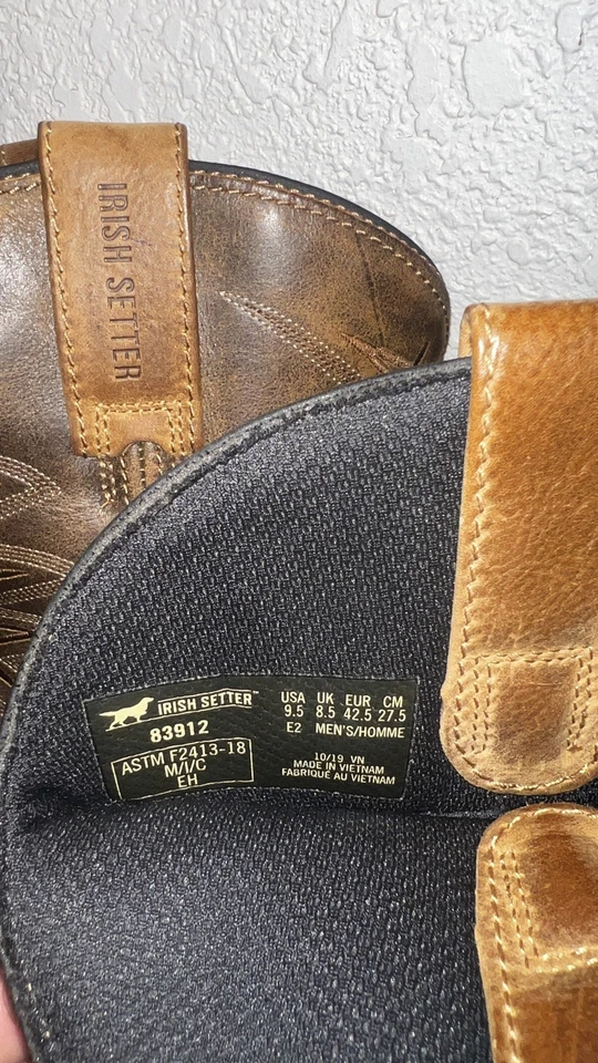 Botas marrones Irish Setter para hombre Marshall punta de acero talla 9,5 EE 83912 USADAS EN EXCELENTE ESTADO Foto 4 de 4