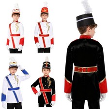 Kids Outfit Holiday Jacket 4 Pieces Costume With Waistbelt Halloween Soldier
