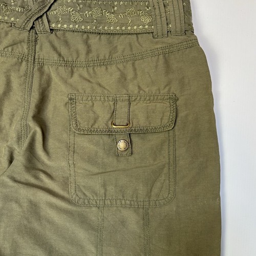 Y2K Vintage New Look Khaki Cargo Trousers UK 12 | Belted Straight Leg Utility - Picture 9 of 10