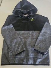 REEBOK Youth Hoodie Black Gray Small 6-7 Years Hoodie Polyester Boys Athletic