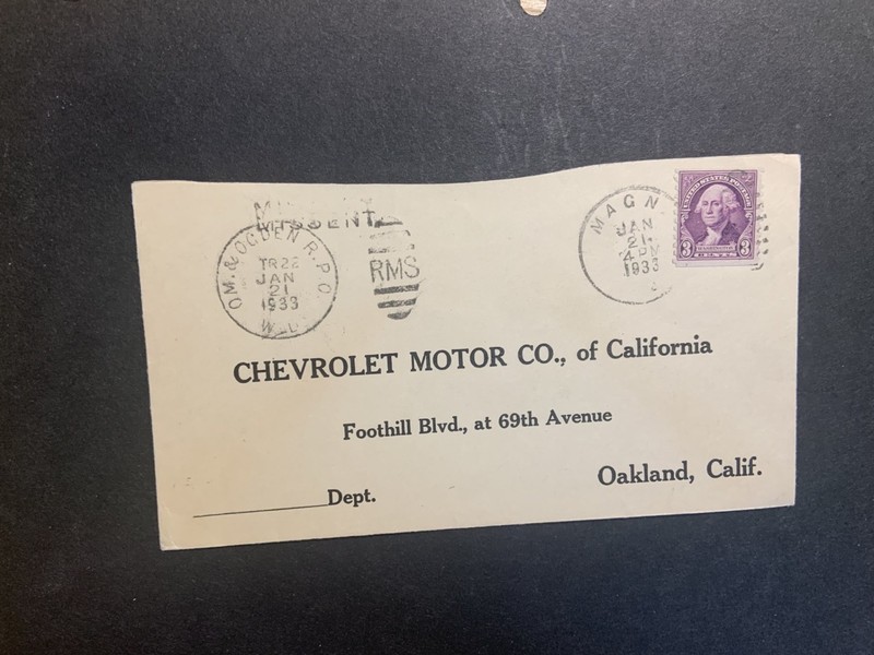 USA 1933 cover with Om. & Ogden T22 RPO cancel Magna Utah