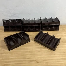 Vintage Chip-O-Racks Brown Plastic Poker Chip Holders Lot of 8 – Bakelite Style