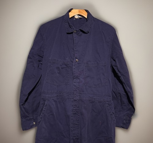 VTG 1940s 50s Finnie Indigo Blue Sanforized Work Coveralls Jumpsuit Sz 44 Long