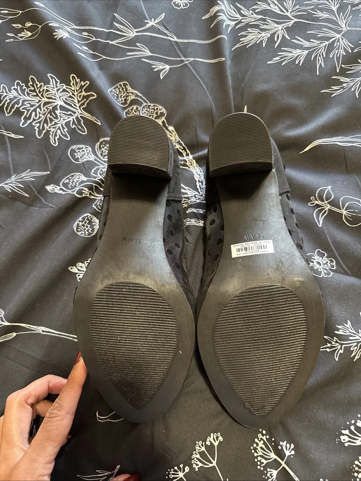 Новый без ценников Torrid черный искусственной замши в горошек сетки 2 дюйма каблуки размер 10 - Изображение 4 из 4