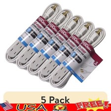 12ft 16AWG Indoor Extension Cord 3 Outlet Power Strip Safety Cover Household Use