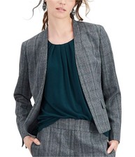 Kasper Womens Stand Collar Blazer Jacket, Grey, 16