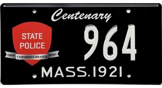 99 CENT SALE 2021 Massachusetts STATE POLICE CENTENARY License Plate #964 NR