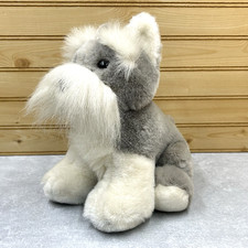 Vintage Russ Berrie Schnauzer Dog Schnaps Gray White Plush Toy 7 inches