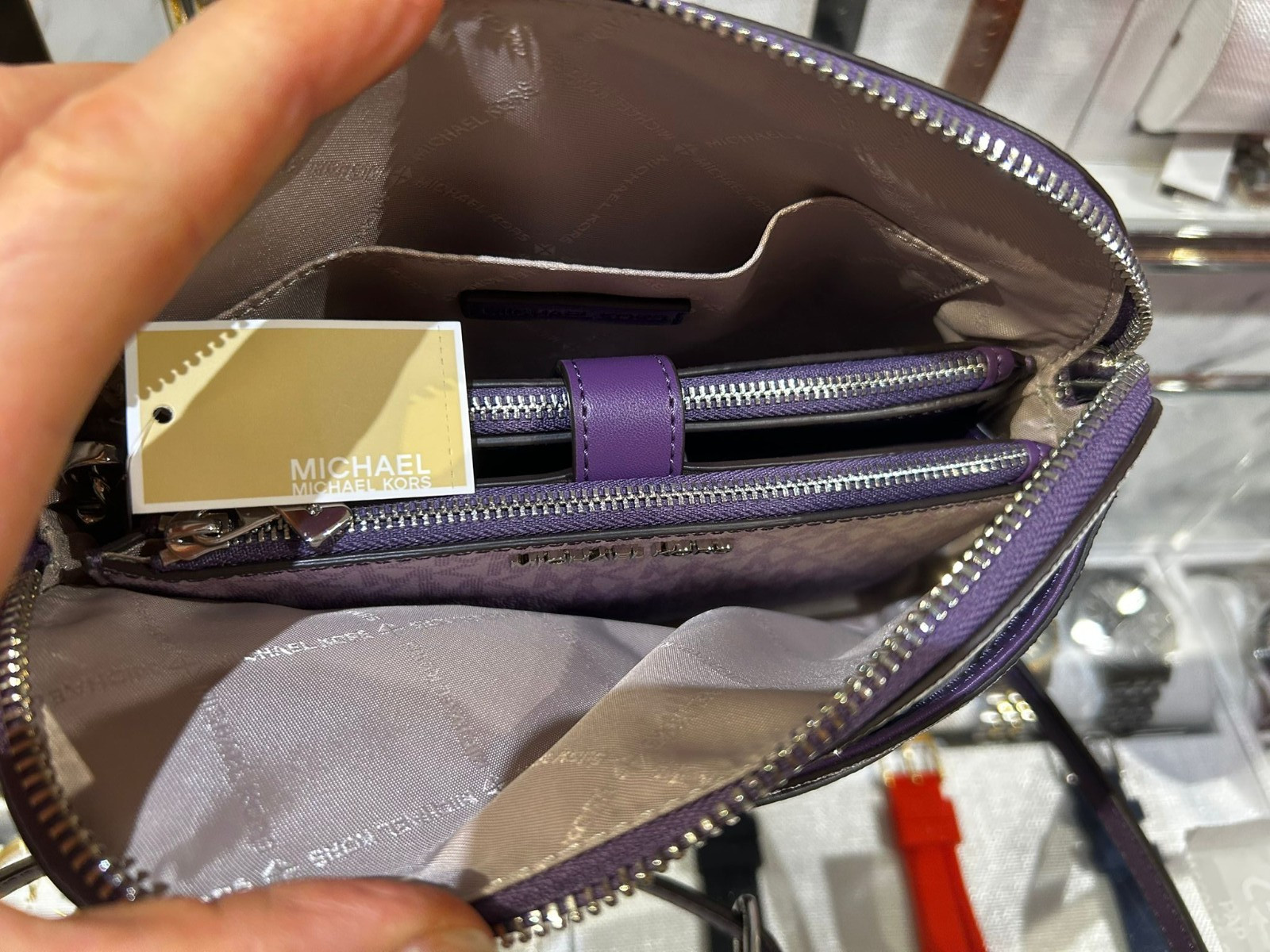 Michael Kors Jet Set Women Dome Crossbody Bag +Double Zip Wallet Set Dark Purple thumbnail 23