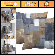 Set of 2 Throw Pillow Covers 18x18 Inch, Blue Brown Grey Taupe Decorative Cushio