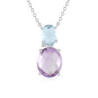Cavill Damen Silbercollier 925 Sterlingsilber Topas Amethyst 4,39Ct Oval