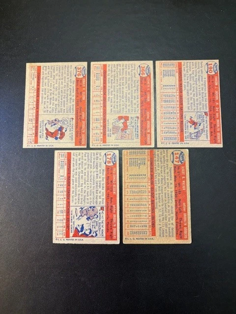 Lote de 5 de béisbol 1957 Topps diferentes TODOS LOS BROOKLYN DODGERS. De muy buen estado a muy buen estado-Ex Commons Foto 2 de 2