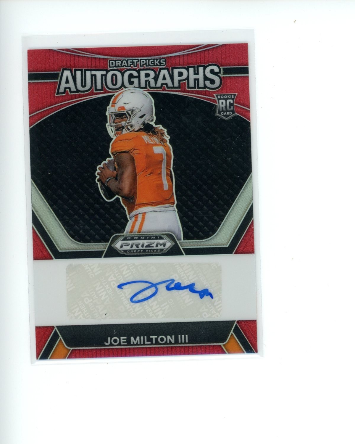 2024 Panini Prizm Draft Picks Red Prizm Autograph Joe Milton III RC #d 38/199