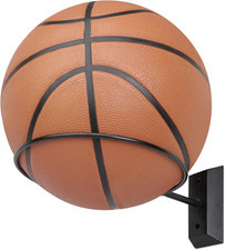 Basketball Holder Wall Mount, 7 Inch Wall Mount Ball Holder with Black Walnut So