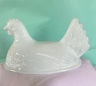Vintage Indiana White Milk Glass Hen On Nest (Top Only)