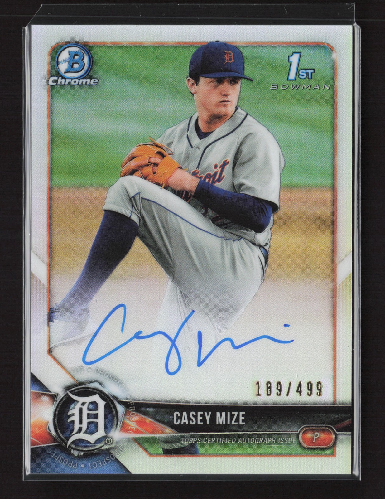 Casey Mize 2018 Bowman Draft #CDA-CM Chrome Draft Pick Auto Refractor /499 TYJ