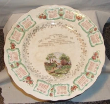 ANTIQUE ADVERTISEMENT CALENDAR PLATE - MARION OHIO STOVES, FURNITURE, OUTFITTERS