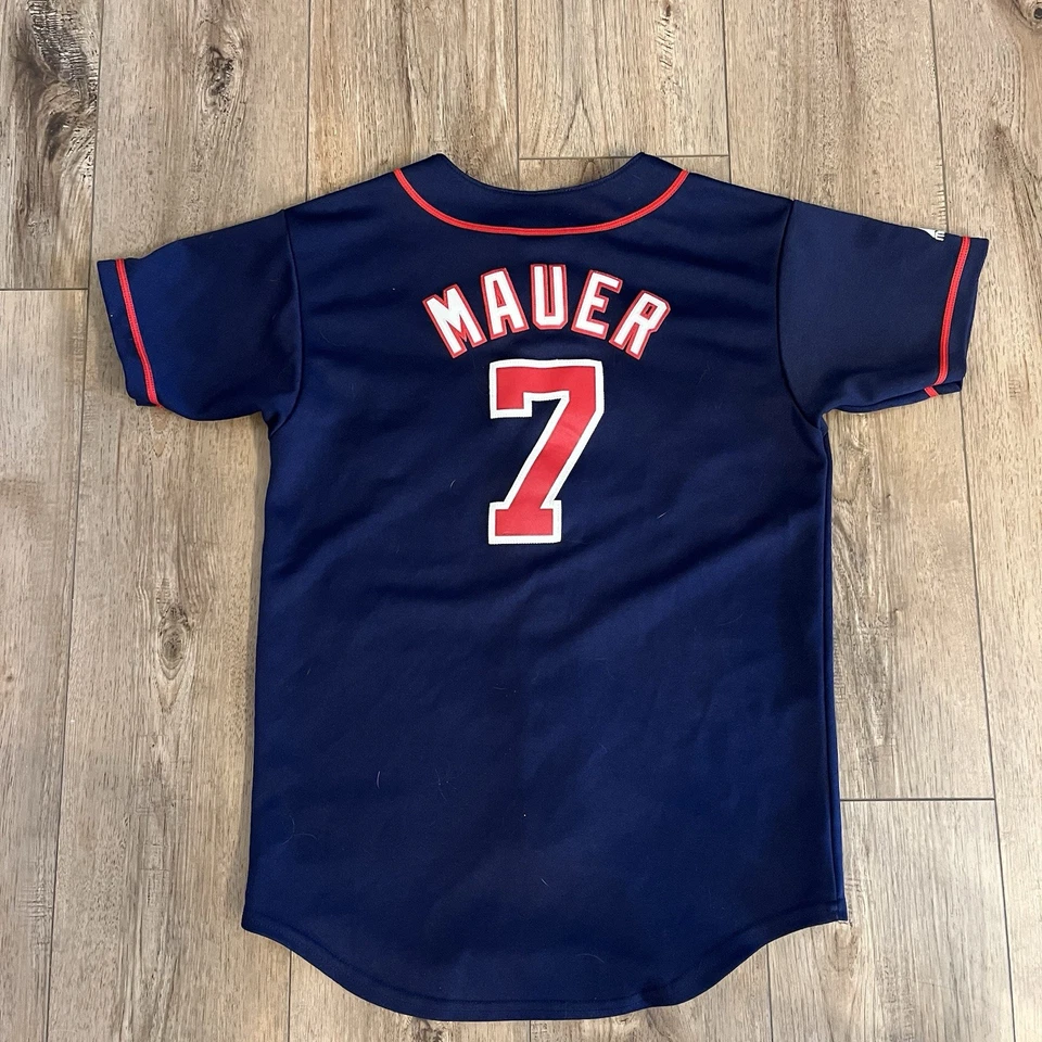 Camiseta deportiva vintage Majestic Minnesota Twins Joe Mauer niños jóvenes L/XL cosida Foto 2 de 4
