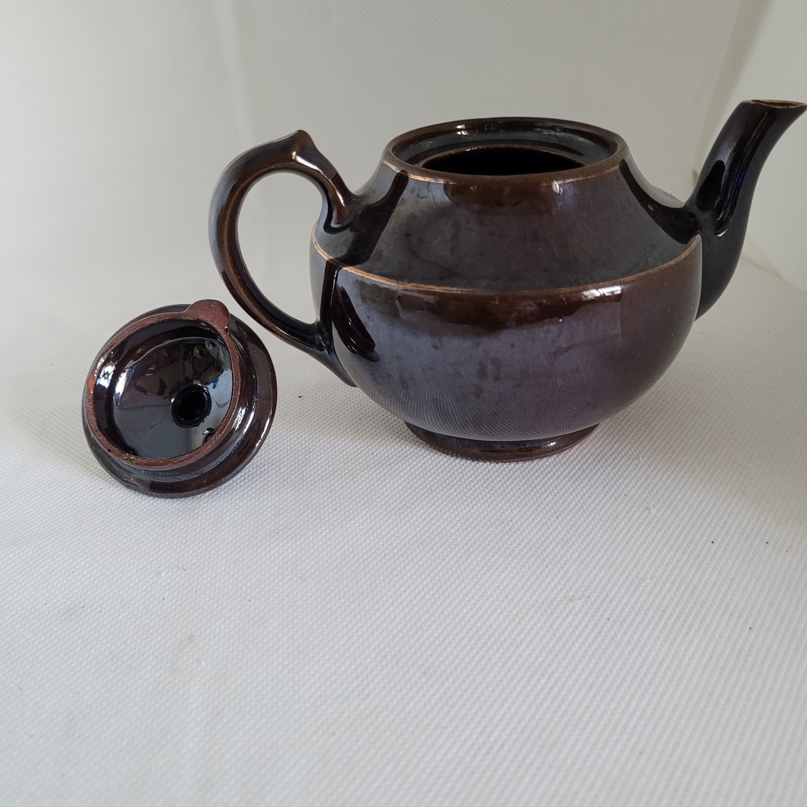 Vintage Floral Ceramic Teapot Brown Tea Pot with Lid Kitchen Decor