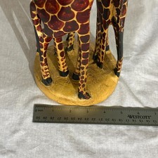 African Hand Carved Painted Wooden 3 Giraffe Figurine Statute Dancing Circle 12 