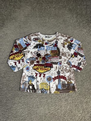 TAKE TWO Clothing Co. Shirt Womens XL White AOP Las Vegas Print