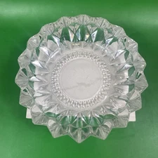 VTG KIG Ashtray Lead Crystal Diamond Cut Cigarette Cigar Heavy 6" x 2"