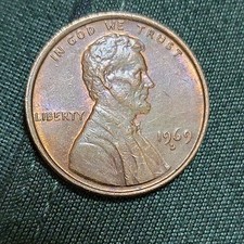 1969-D 1C RD/BRN Lincoln Cent Floating Roof No FG showing