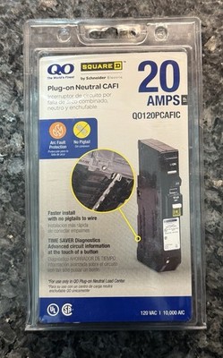 Square D QO120PCAFIC - Plug-On Neutral - 20 AMPS - New in Package