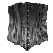 Allure Lingerie Black Genuine Leather Corset Top Goth Punk Waist Cincher Large