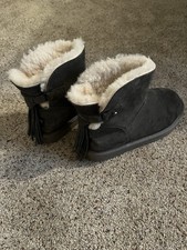 Koolaburra By Ugg Jaelyn Mini Boots Womens Size 6 gray Suede Shearling Fur