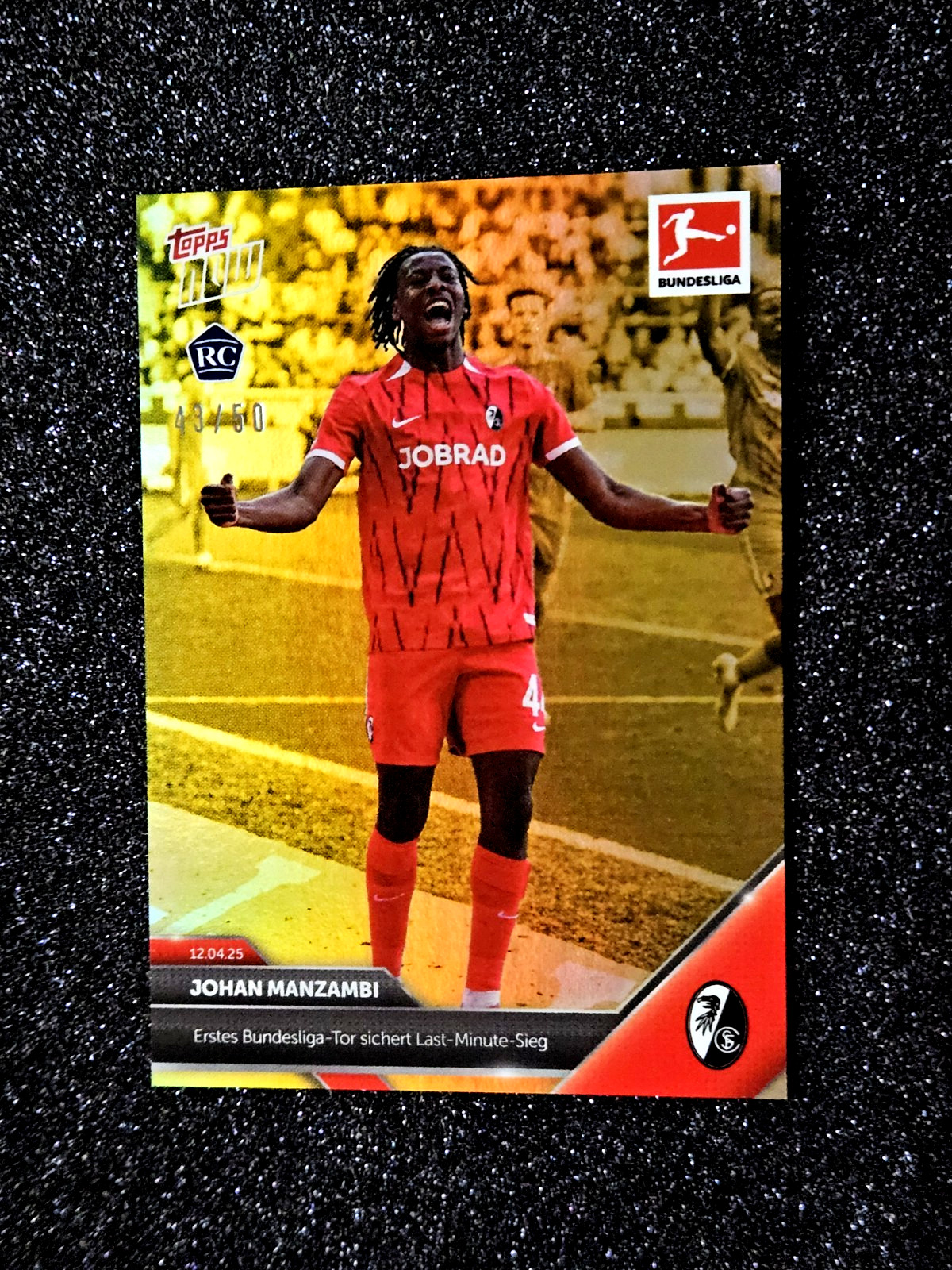 2024-25 Topps Now Bundesliga Johan Manzambi Freiberg Gold #/50 Rookie MINT #163 view 9