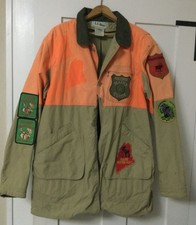 Vtg LL Bean Hunting Coat Registered Maine Guide Moose Hunt Patches- Tall Large
