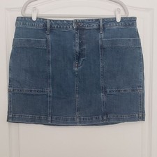 Old Navy Women's Denim Mini Skirt Blue Utility Pockets Size 18 Y2K Streetwear