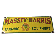 Vintage Massey Harris Porcelain Sign - Farm Implements Tractor Gas Pump Sign