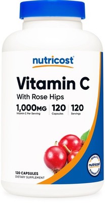 Nutricost Vitamin C with Rose Hips 1025mg, 120 Capsules - Non-GMO & Gluten Free