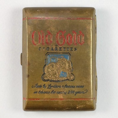 Rare Old Gold Cigarettes Advertising Naughty Antique Brass Cigarette Case  1920s