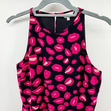 Issa London Black Pink Lips Print Halter Maxi Dress Size 10
