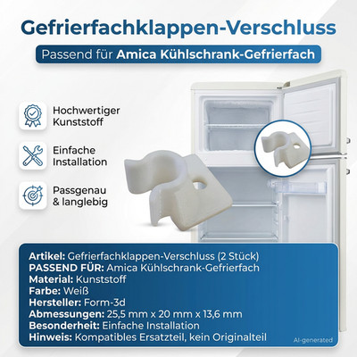 2x Einrastaufnahme Gefrierfach Clip Passend für Amica Kühlschrank Verschluss Kun