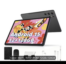 Android 15 Tablet 12GB RAM 128GB Storage 10" Touchscreen 5G Wi-Fi Black New