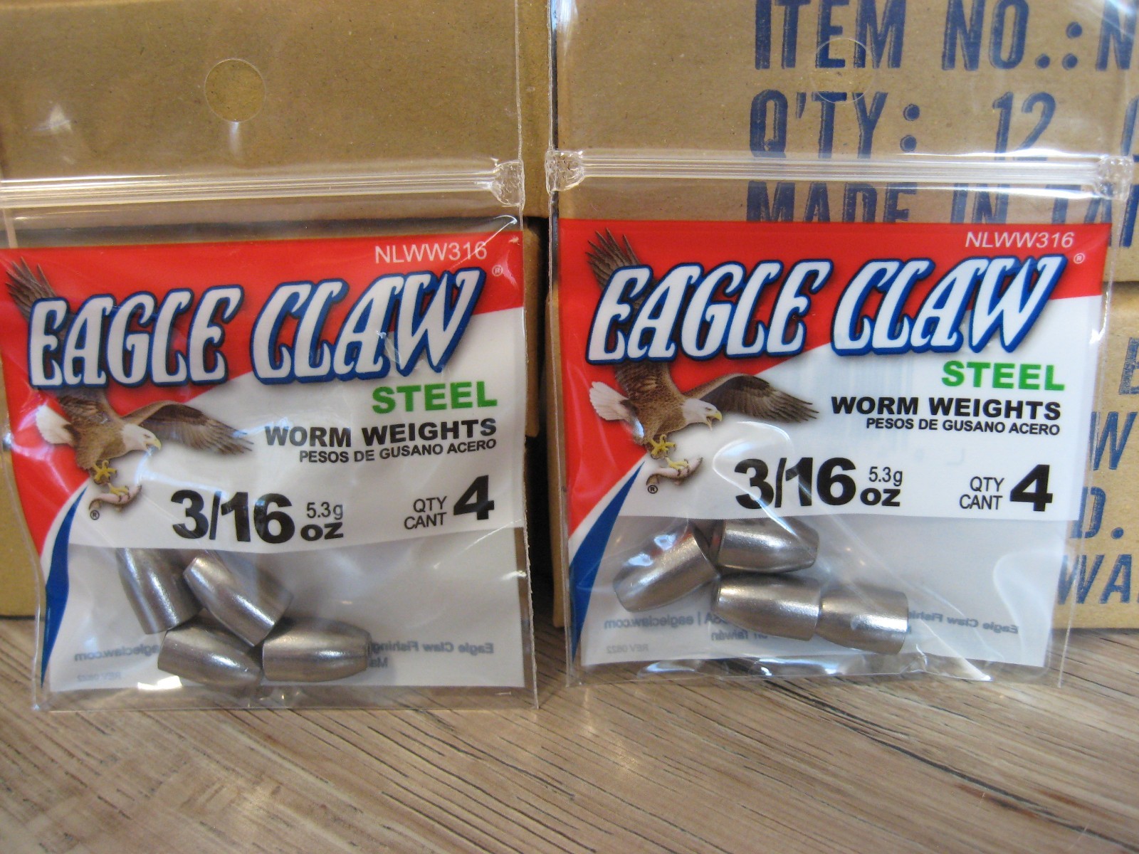 2 Packs Eagle Claw Non-Lead Worm Weights - 3/16 Oz Sinkers (