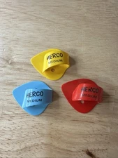 3-Pack of Herco Flat Thumb Picks - Medium NOS Multicolor
