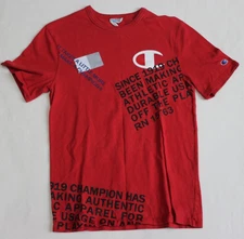 Champion Men's T-Shirt Size Medium Red Graphic Print Short Sleeve Crew Neck