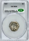 1937 P Buffalo Nickel 5C CAC MS 66 Native American Head High Quality