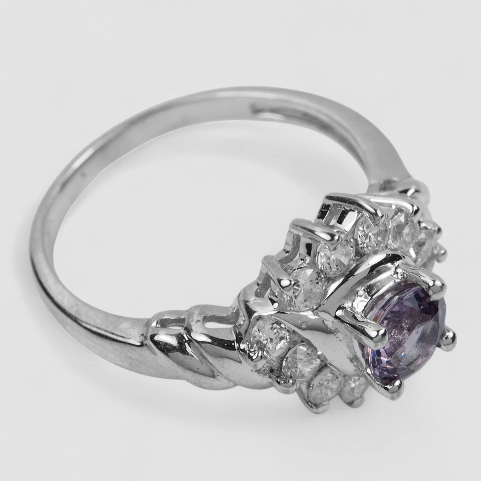 ANILLO BISUTERÍA FINA PLATA ESTERLINA 925 ESPINELA GRIS PÚRPURA 0,42 QUILATES BIRMANIA TALLA 5,5 Foto 3 de 4