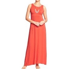 Old Navy High Neck Maxi Tank Dress Flaming Tulip Empire Waist Size XL Summery