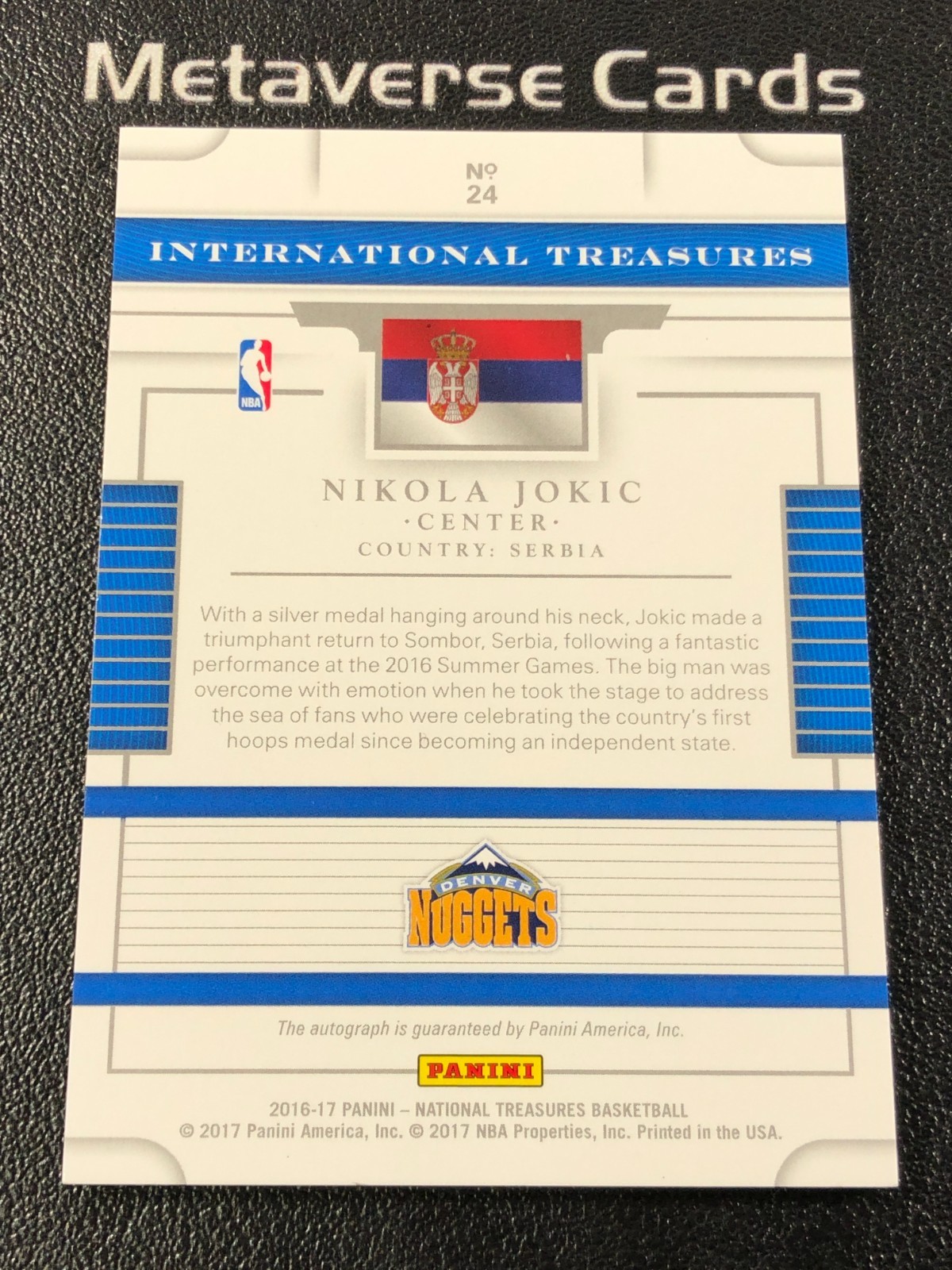 2016 National Treasures Nikola Jokic International Treasures Auto Gold 03/10 view 2