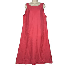 J Jill Dress Womens Large Red Sleeveless Linen Blend A Line Tank Maxi Summer