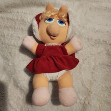 VINTAGE 1987 Baby Miss Piggy Christmas Plush 11" Jim Henson Muppets Plush